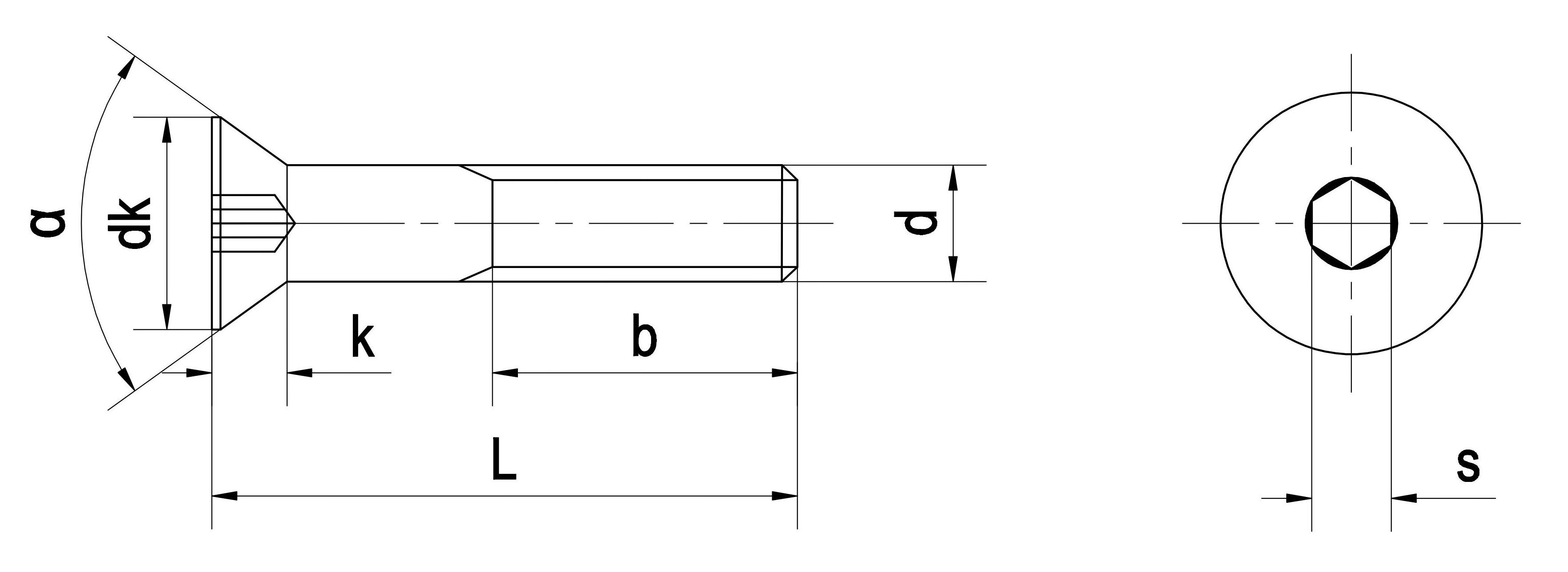 Bu lông lục giác chìm đầu bằng theo tiêu chuẩn DIN 7991